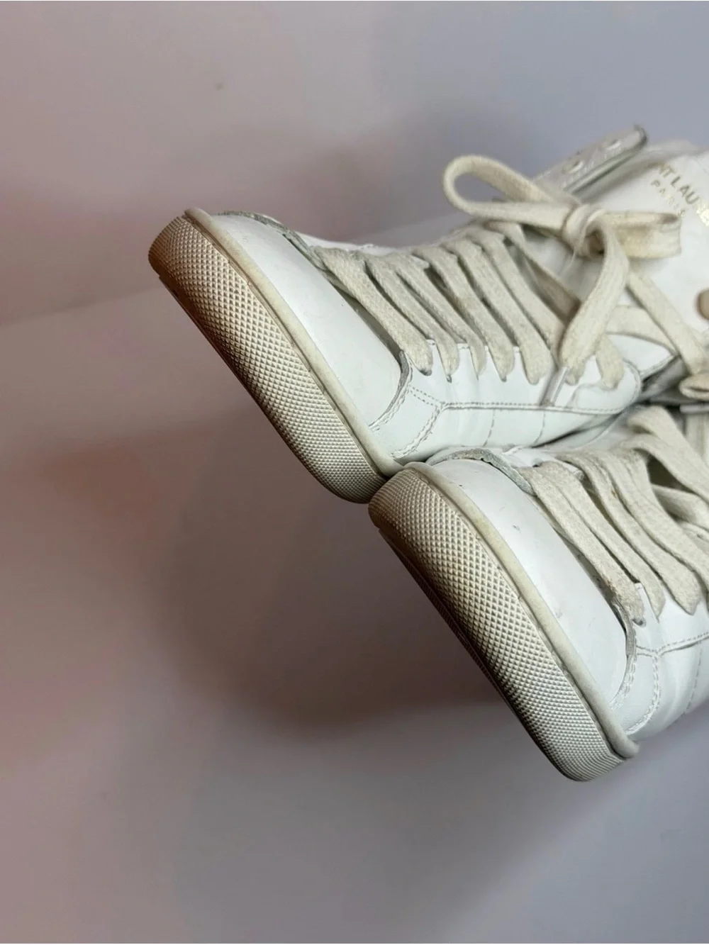 Saint Laurent SL/10H Court Classic High-top Sneakers in White Leather Size 37